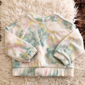 Cat & Jack Green White Pink Yellow Tie Dye Long Sleeve Sweater Top